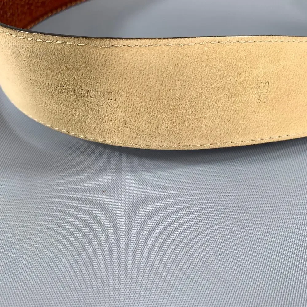ERMENEGILDO ZEGNA Size 38 Brown Crackled Leather Belt